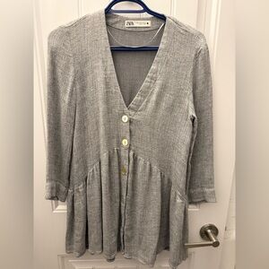 Zara XS Gray Linen Blend Top